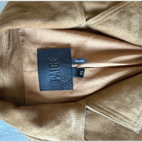 PAIGE Suede Tawnie Biker Jacket In Cognac (XS) 100% LEATHER - Picture 6 of 8